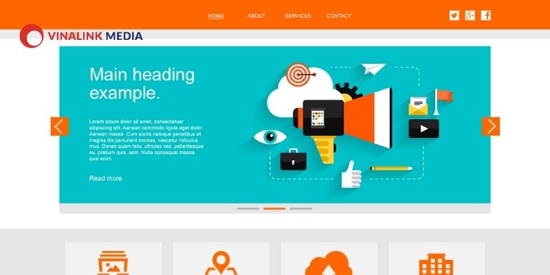 Bố cục website sử dụng dạng lưới kết hợp thẻ